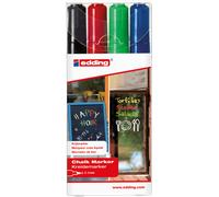 EDDING 4095/4S - Marqueur craie, 2-3mm, noir/rouge/bleu/vert clair