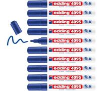 Edding 4095 Marqueur Craie Liquide Bleu - 10 Feutres à Pointe Ronde 2-3 mm - Effaçable pour Vitres, Verre - Ardoise aux Couleurs Opaques