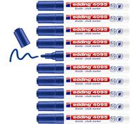 edding Marqueur craie liquide 4095 – Bleu – Lot de 10, pointe ronde 2–3 mm, effaçable pour vitres
