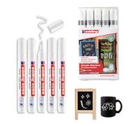 Edding 4095 Marqueur Liquide - Blanc - Étui de 5 Feutres Liquides - 2-3 mm - Effaçable sur Vitres et Verre - Ardoise aux Couleurs Opaques