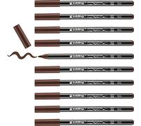 Edding 4200 Feutre Pointe Pinceau pour Porcelaine - Marron - 10 Stylos - Pointe Pinceau 1-4 mm - pour Peindre et Décorer la Céramique, Porcelaine - va au lave-vaisselle, Encre Opaque, Séchage Rapide