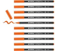 Edding 4200 Feutre Pointe Pinceau pour Porcelaine - Orange - 10 Stylos - Pointe Pinceau 1-4 mm - pour Peindre et Décorer la Céramique, Porcelaine - va au lave-vaisselle, Encre Opaque, Séchage Rapide