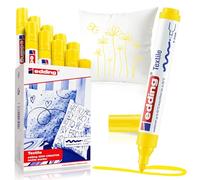 Edding 4500 Marqueur pour textiles - jaune - 10 pièces - pointe ronde de 2-3 mm - feutre textile lavable en machine (60 °C) pour décorer le tissu - marqueur textile