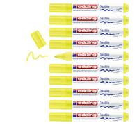 Edding 4500 Marqueur pour textiles - jaune fluorescent - 10 pièces - pointe ronde de 2-3 mm - feutre textile lavable en machine (60 °C) pour décorer le tissu - marqueur textile