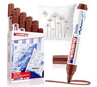 Edding 4500 Marqueur pour textiles - marron - 10 pièces - pointe ronde de 2-3 mm - feutre textile lavable en machine (60 °C) pour décorer le tissu - marqueur textile