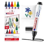 edding Marqueur permanent textile Edding 4500 – pointe ogive 2–3 mm – Pochette 5 couleurs
