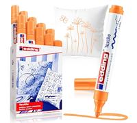 Edding 4500 Marqueur pour textiles - orange fluorescent - 10 pièces - pointe ronde de 2-3 mm - feutre textile lavable en machine (60 °C) pour décorer le tissu - marqueur textile