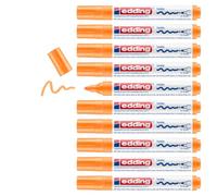 Edding 4500 Marqueur pour textiles - orange fluorescent - 10 pièces - pointe ronde de 2-3 mm - feutre textile lavable en machine (60 °C) pour décorer le tissu - marqueur textile