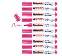 Edding 4500 Marqueur pour textiles - rose fluorescent - 10 pièces - pointe ronde de 2-3 mm - feutre textile lavable en machine (60 °C) pour décorer le tissu - marqueur textile