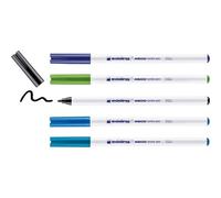 Edding 4600 Feutre Pour Textiles - Noir, Bleu, Bleu Clair, Vert Clair, Bleu D'orient - 5 Pièces - Pointe Ronde 1 Mm - Feutre Textile Lavable En Machine (60 °C) Pour Décorer Le Tissu - Marqueur Textile