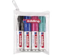 Edding.5 Mini Permanent Marker - Black, Blue, Turquoise, Red - 4 Stylos - Fine Bullet Nib 1 Mm - Waterproof, Quick-Drying - Smudge-Proof - Mini Marker For Cardboard, Plastic, Wood, Metal