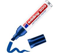 Edding 500 Marqueur Permanent - Bleu - 1 Stylo - Pointe Biseautée 2-7 Mm - Sèche Vite, Résiste À L'eau Et Aux Frottements - Pour Carton, Plastique, Bois, Métal, Verre