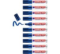 edding 500 Marqueur permanent - bleu - 10 stylos - pointe biseautée 2-7 mm - sèche vite, résiste à l'eau et aux frottements - pour carton, plastique, bois, métal, verre
