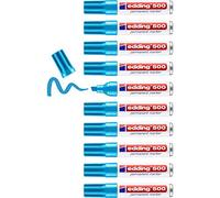 edding 500 Marqueur permanent - bleu clair - 10 stylos - pointe biseautée 2-7 mm - sèche vite, résiste à l'eau et aux frottements - pour carton, plastique, bois, métal, verre