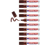 edding 500 Marqueur permanent - marron - 10 stylos - pointe biseautée 2-7 mm - sèche vite, résiste à l'eau et aux frottements - pour carton, plastique, bois, métal, verre