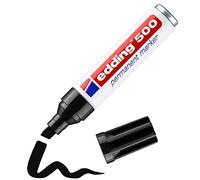 edding 500 Marqueur permanent - noir - 1 stylo - pointe biseautée 2-7 mm - sèche vite, résiste à l'eau et aux frottements - pour carton, plastique, bois, métal, verre