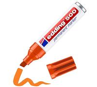 edding 500 Marqueur permanent - orange - 1 stylo - pointe biseautée 2-7 mm - sèche vite, résiste à l'eau et aux frottements - pour carton, plastique, bois, métal, verre