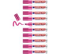 edding 500 Marqueur permanent - rose - 10 stylos - pointe biseautée 2-7 mm - sèche vite, résiste à l'eau et aux frottements - pour carton, plastique, bois, métal, verre