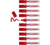 edding 500 Marqueur permanent - rouge - 10 stylos - pointe biseautée 2-7 mm - sèche vite, résiste à l'eau et aux frottements - pour carton, plastique, bois, métal, verre