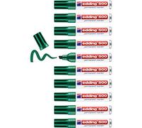 edding 500 Marqueur permanent - vert - 10 stylos - pointe biseautée 2-7 mm - sèche vite, résiste à l'eau et aux frottements - pour carton, plastique, bois, métal, verre