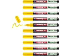 edding 51 EcoLine Marqueur peinture - jaune - paquet de 10 - pointe ogive 1-2 mm - encre à base d'eau, Très opaque & Imperméable - crayon pour le verre, la pierre, le bois, le plastique et le papier