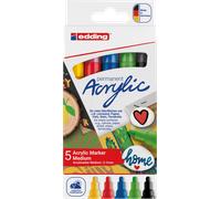 EDDING 5100/5V - Marqueurs acryliques, 2 mm - 3 mm, assortis, paquet de 5