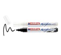 Edding 5100 Acrylic, lot de 2 - noir et blanc - 2 marqueurs acryliques indélébiles - pointe ronde moyenne 2-3 mm - stylos acryliques pour contours et détails - peinture sur toile, papier, bois