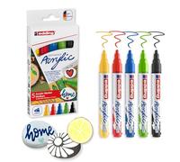 edding Marqueur acrylique 5100-5-s Multicolore – 5 couleurs – pointe ronde 2-3 mm – imperméable