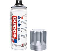 Edding 5200 spray permanent - argent précieux mat- 200 ml - peinture acrylique pour peindre ou décorer verre, métal, bois, céramique, plastique, toile - peinture acrylique en aérosol