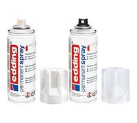 Edding 5200 spray permanent - blanc trafic brillante - 200 ml & 5200 Vernis clair permanent en bombe - transparent et brillante - 200 ml - Vernis acrylique fini brillante