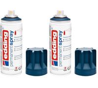 Edding 5200 spray permanent - bleu nuit mat - 200 ml - peinture acrylique pour peindre ou décorer verre, métal, bois, céramique, plastique, toile - peinture acrylique en aérosol (Lot de 2)