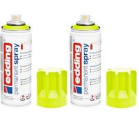 Edding 5200 spray permanent - jaune fluorescent mat - 200 ml - peinture acrylique pour peindre ou décorer verre, métal, bois, céramique, plastique, toile - peinture acrylique en aérosol (Lot de 2)