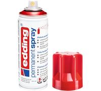 Edding 5200 spray permanent - rouge trafic brillante - 200 ml - peinture acrylique pour peindre ou décorer verre, métal, bois, céramique, plastique, toile - peinture acrylique en aérosol