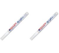 Edding 5300 Marqueur acrylique fin - blanc - 1 feutre acrylique imperméable - pointe ronde fine 1-2 mm- peinture acrylique pour peindre sur la toile, le papier kraft, le bois et la pierre