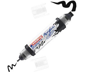 edding 5400 Marqueur acrylique 3D double pointe - noir - 1 tube peinture acrylique - double pointe 2-3,5-10 mm - peinture acrylique pour toile, carton, bois - stylos imperméables qualité artistique