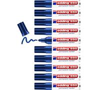 Edding 550 - Marqueur - Permanent - Pour Verre, Métal, Plastique - Bleu - 3-4 Mm - Pack De 10
