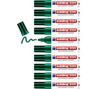 edding 550 Marqueur permanent - vert - 10 stylos - pointe ronde 3-4 mm - sèche vite, résiste à l'eau et aux frottements - pour carton, plastique, bois, métal, verre