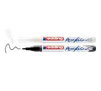 Edding 5500 Acrylic, lot de 2 - noir et blanc - 2 marqueurs acryliques résistants à l'eau - pointe ronde très fine 0,7-1 mm - pour contours et détails - peinture sur toile, papier, bois, pierre