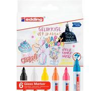 edding Marqueur pour verre 95 – pointe ronde 1,5–3 mm – 4 stylos multi-couleur – effaçable à sec