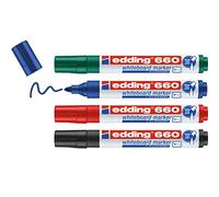 Edding 660 Marqueur pour tableaux blancs - multi-couleur - étui de 4 stylos - pointe ronde 1,5-3 mm - feutre effaçable - pour tableaux blanc, magnétique, mémo et chevalet de conférence - rechargeable
