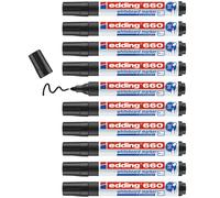 edding 660 Marqueur pour tableaux blancs - noir - 10 stylos - pointe ronde 1,5-3 mm - feutre effaçable - pour tableaux blanc, magnétique, mémo et chevalet de conférence - sketchnotes - rechargeable