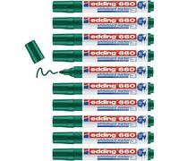 Edding 660 Marqueur Pour Tableaux Blancs - Vert - 10 Stylos - Pointe Ronde 1,5-3 Mm - Feutre Effaçable - Pour Tableaux Blanc, Magnétique, Mémo Et Chevalet De Conférence - Sketchnotes - Rechargeable