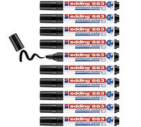 edding 663 Marqueur pour tableaux blancs - noir - 10 stylos - pointe biseautée 1-5 mm - feutre effaçable - pour tableaux, blanc, magnétique, mémo et chevalet de conférence - sketchnotes - rechargeable