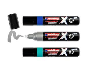 Edding 6900 X Marqueur multi-surfaces - Set couleur ocean - 3 marqueurs acryliques - pointe biseautée 2-10 mm - marqueurs de peinture acrylique pour dessiner sur des vêtements, baskets, sacs à dos