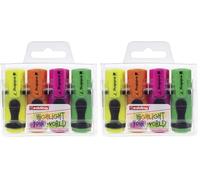 Edding 7 Mini-surligneur - couleurs néon - étui de 4 surligneurs - pointe biseautée 1-3 mm - petits surligneurs aux couleurs tendance - pour les bullet journals, l'école, l'université ou le bureau