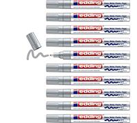 edding 750 marqueur peinture brillante - argent - 10 feutres peinture brillante - pointe ronde 2-4mm - pour dessin, coloriage, scrapbooking - étanche, très opaque