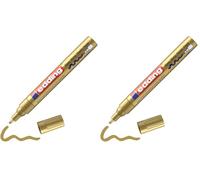 Edding 750 Marqueur peinture brillante - or - 1 feutre peinture brillante - pointe ronde 2-4mm - pour dessin, coloriage, scrapbooking - étanche, très opaque (Lot de 2)