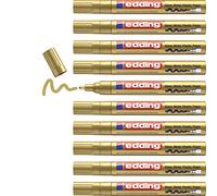 edding 750 marqueur peinture brillante - or - 10 feutres peinture brillante - pointe ronde 2-4mm - pour dessin, coloriage, scrapbooking - étanche, très opaque