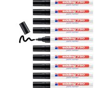 Edding 750 marqueur peinture - noir - 10 stylos - pointe ronde 2-4 mm - marqueur de peinture pour l'étiquetage du métal, verre, roche ou du plastique - résistant à la chaleur, permanent et étanche