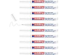 edding 751 marquer peinture brillante - blanc - 10 feutres peinture brillante - pointe ronde 1-2mm - pour dessin, coloriage, scrapbooking - étanche, très opaque